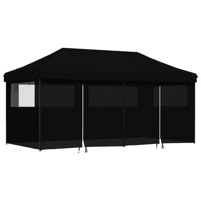 vidaXL Tente de réception pliable escamotable 4 parois latérales noir