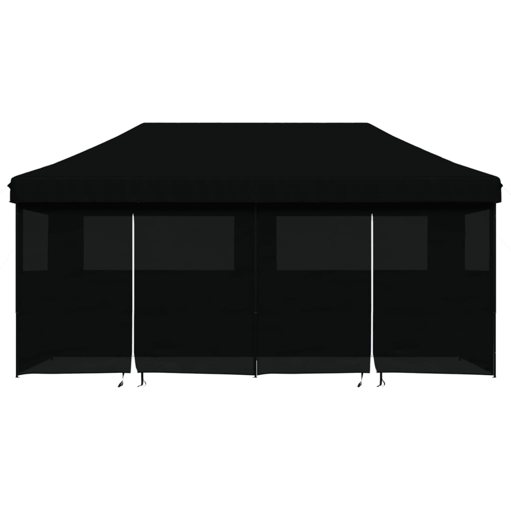 vidaXL Tente de réception pliable escamotable 4 parois latérales noir