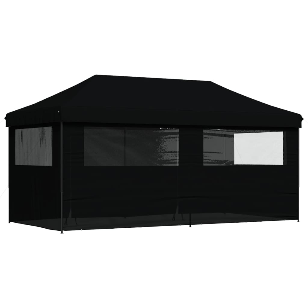 vidaXL Tente de réception pliable escamotable 4 parois latérales noir