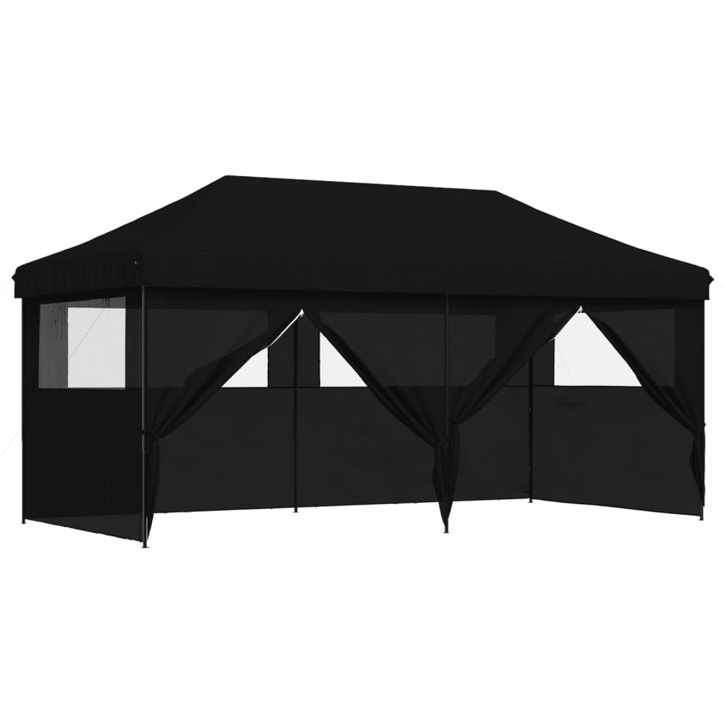 vidaXL Tente de réception pliable escamotable 4 parois latérales noir