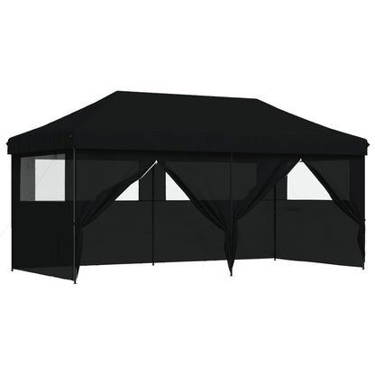 vidaXL Tente de réception pliable escamotable 4 parois latérales noir