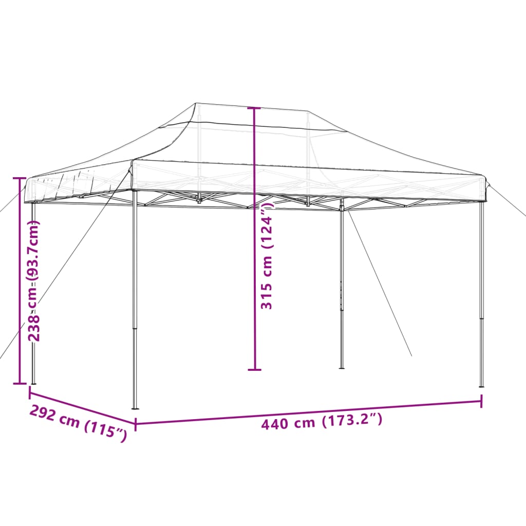 vidaXL Tente de réception pliable escamotable bordeaux 440x292x315 cm