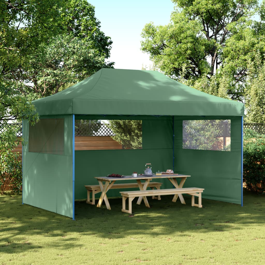 vidaXL Tente de réception pliable escamotable 3 parois latérales vert