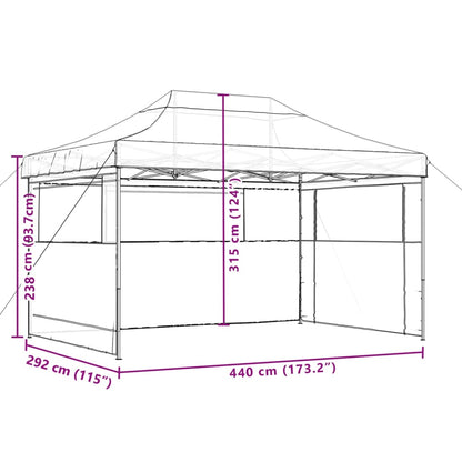 vidaXL Tente de réception pliable escamotable 3 parois latérales taupe