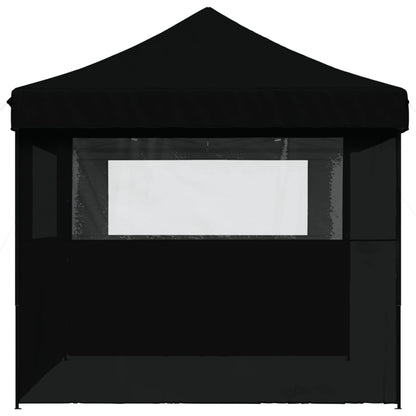vidaXL Tente de réception pliable escamotable 3 parois latérales noir