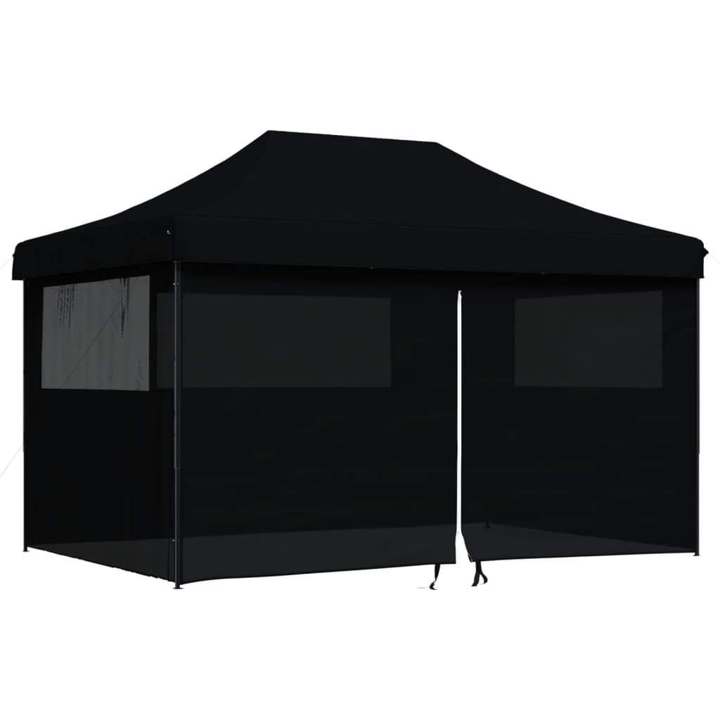 vidaXL Tente de réception pliable escamotable 4 parois latérales noir
