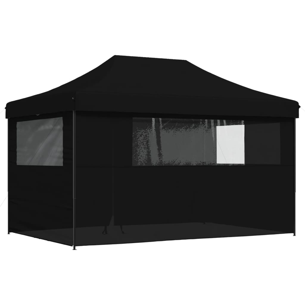 vidaXL Tente de réception pliable escamotable 4 parois latérales noir