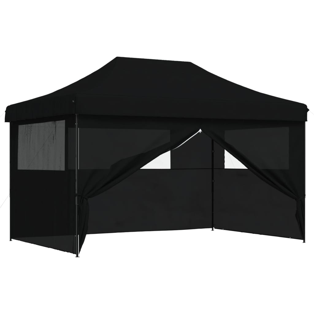 vidaXL Tente de réception pliable escamotable 4 parois latérales noir