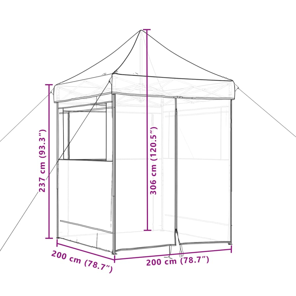 vidaXL Tente de réception pliable escamotable 4 parois latérales taupe