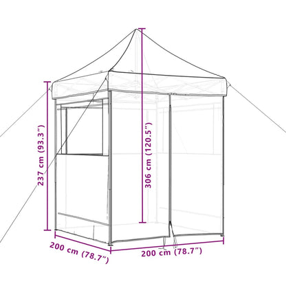 vidaXL Tente de réception pliable escamotable 4 parois latérales taupe