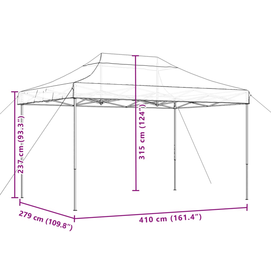 vidaXL Tente de réception pliable escamotable marron 410x279x315 cm
