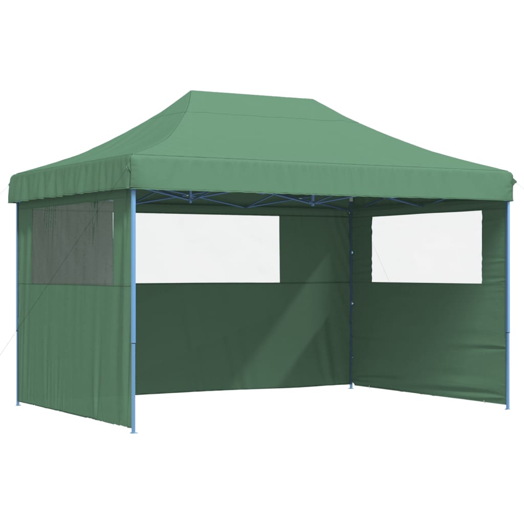 vidaXL Tente de réception pliable escamotable 3 parois latérales vert