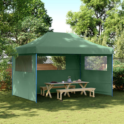 vidaXL Tente de réception pliable escamotable 3 parois latérales vert