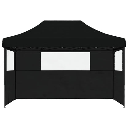 vidaXL Tente de réception pliable escamotable 3 parois latérales noir