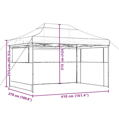 vidaXL Tente de réception pliable escamotable 3 parois latérales noir