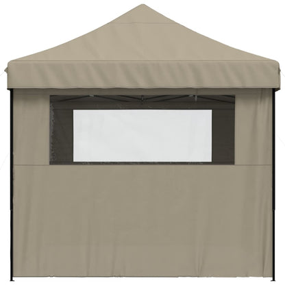 vidaXL Tente de réception pliable escamotable 4 parois latérales taupe