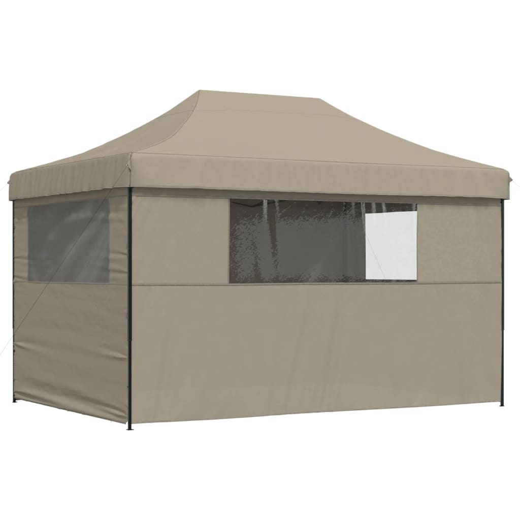 vidaXL Tente de réception pliable escamotable 4 parois latérales taupe