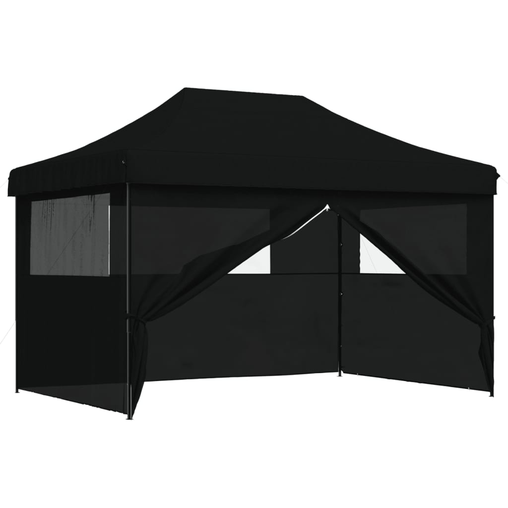 vidaXL Tente de réception pliable escamotable 4 parois latérales noir