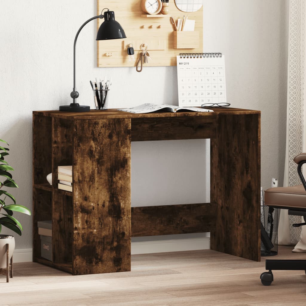 vidaXL Bureau chêne fumé 102x50x75 cm bois d'ingénierie