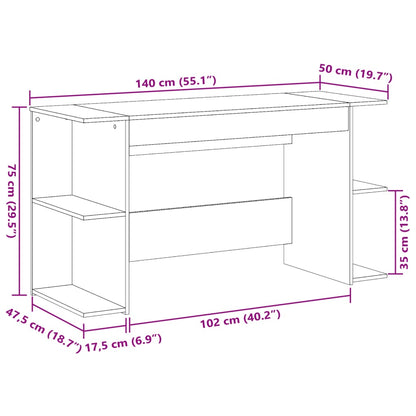 vidaXL Bureau chêne sonoma 140x50x75 cm bois d'ingénierie