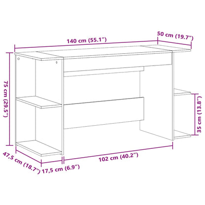 vidaXL Bureau sonoma gris 140x50x75 cm bois d'ingénierie