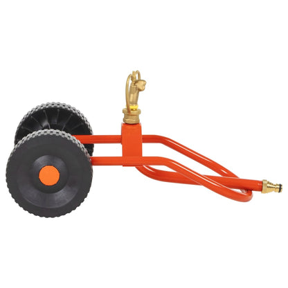 vidaXL Traîneau d’arrosage sur roues avec tête rotative en acier rouge