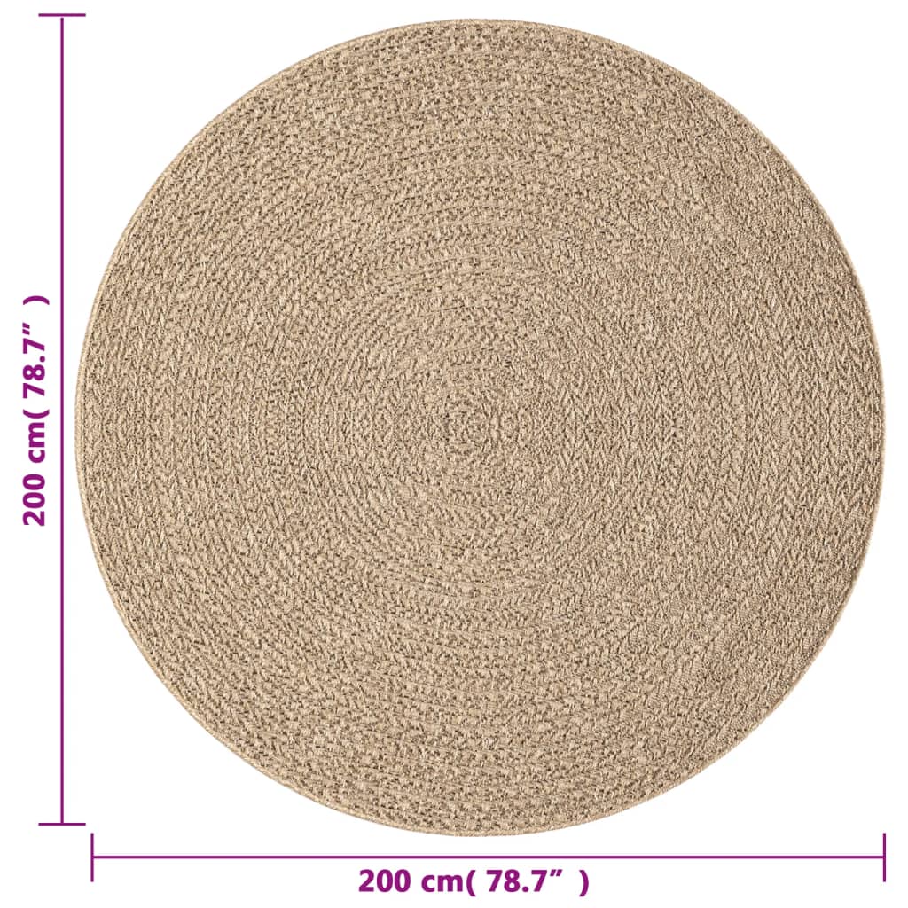 vidaXL Tapis ZIZUR Ø 200 cm aspect de jute intérieur et extérieur
