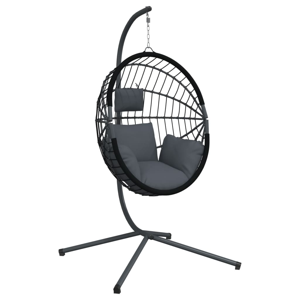 vidaXL Chaise suspendue en forme d'œuf avec support anthracite