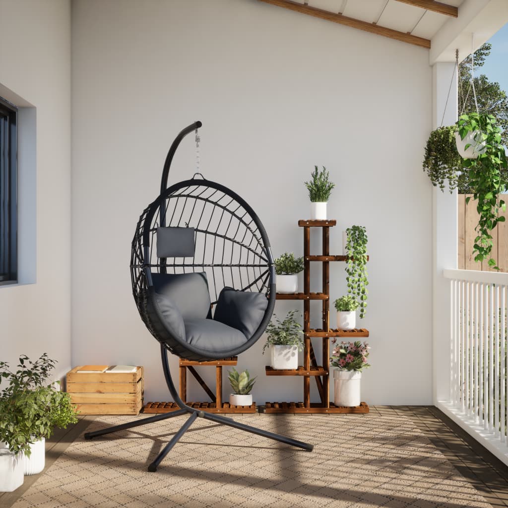vidaXL Chaise suspendue en forme d'œuf avec support anthracite