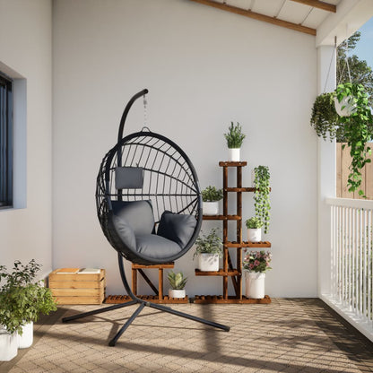 vidaXL Chaise suspendue en forme d'œuf avec support anthracite