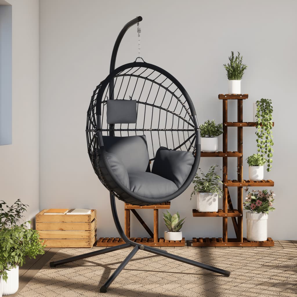 vidaXL Chaise suspendue en forme d'œuf avec support anthracite