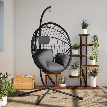 vidaXL Chaise suspendue en forme d'œuf avec support anthracite