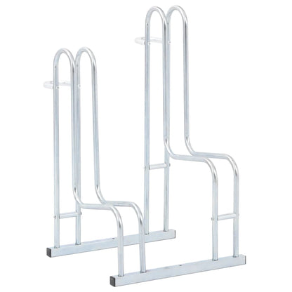 vidaXL Support de vélo au sol autoportant pour 2 vélos acier galvanisé