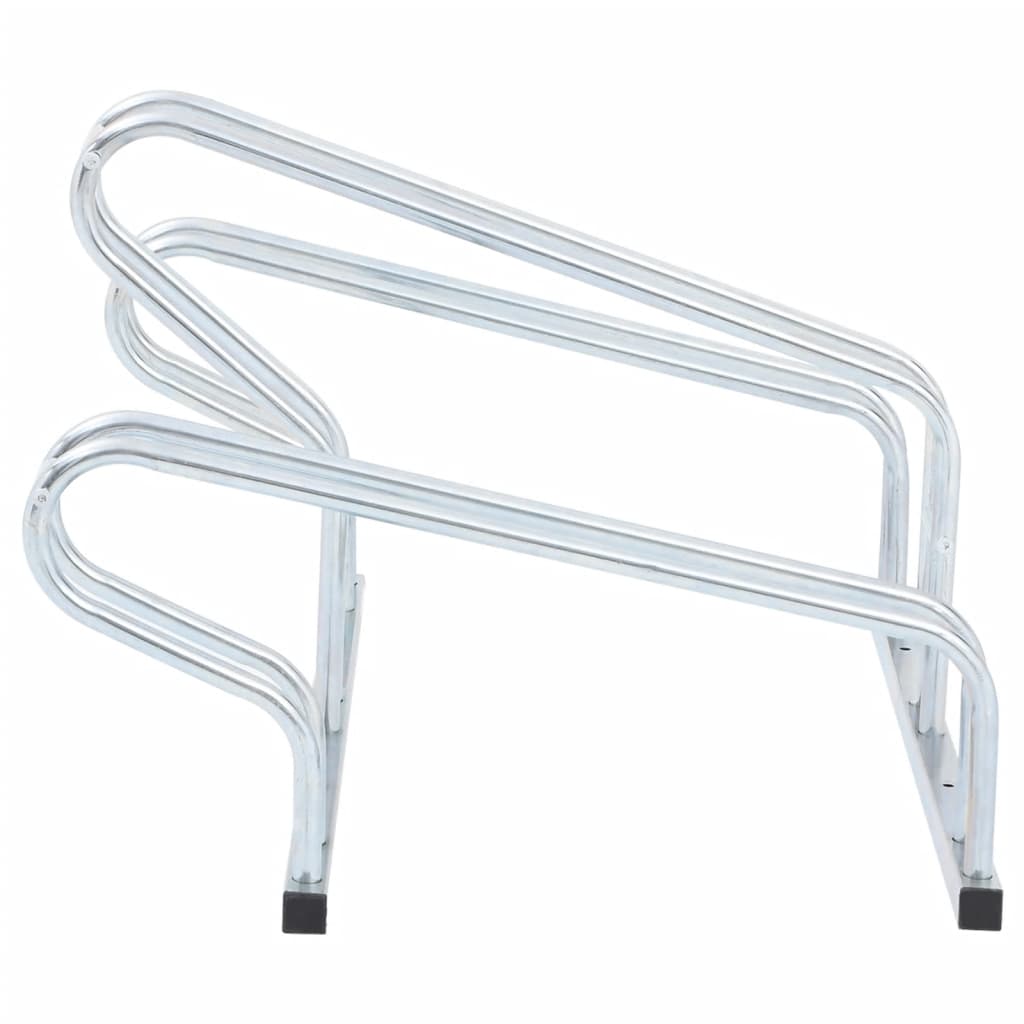 vidaXL Support de vélo au sol autoportant pour 3 vélos acier galvanisé
