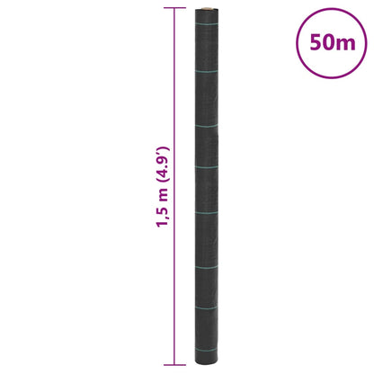 vidaXL Membrane anti-mauvaises herbes noir 1,5x50 m PP