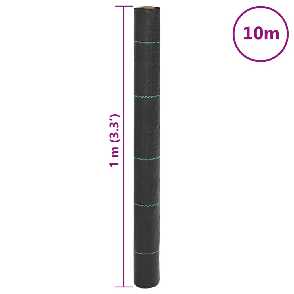vidaXL Membrane anti-mauvaises herbes noir 1x10 m PP