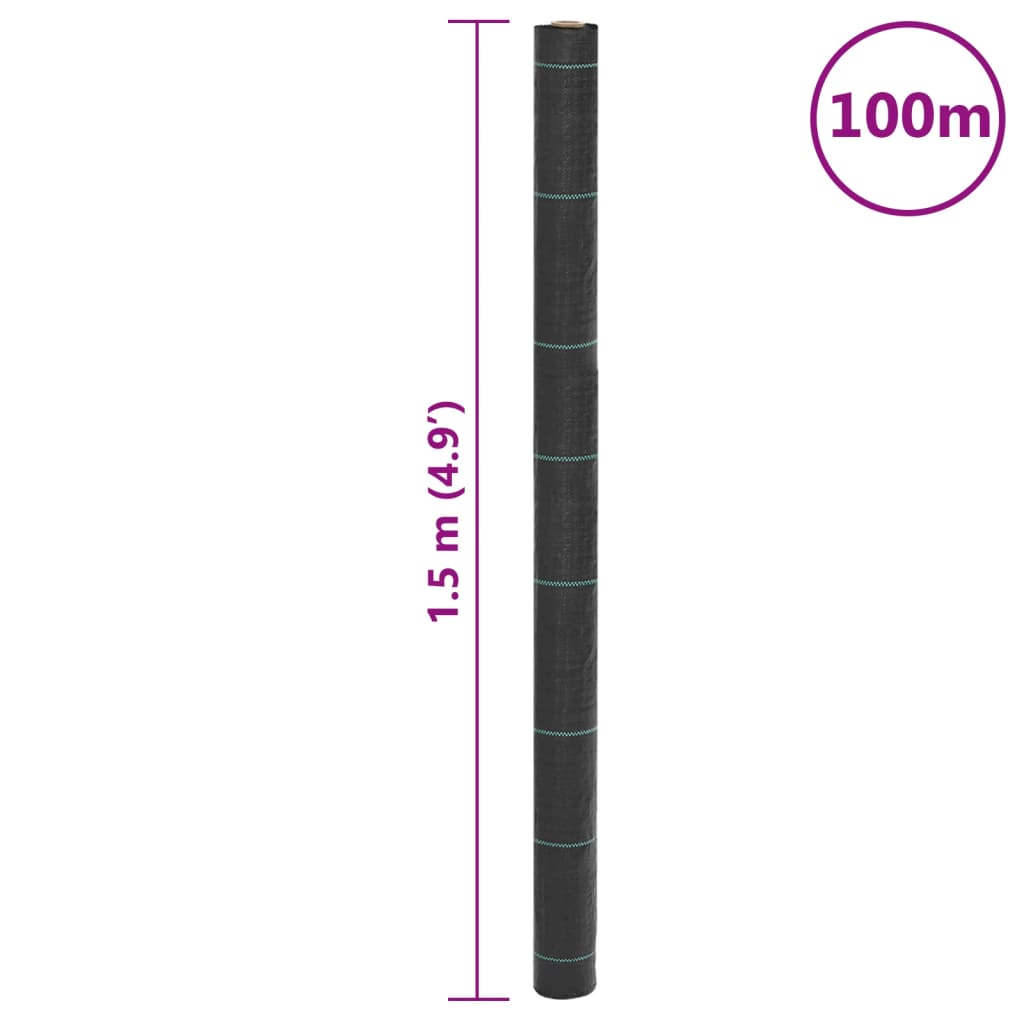 vidaXL Membrane anti-mauvaises herbes noir 1,5x100 m PP