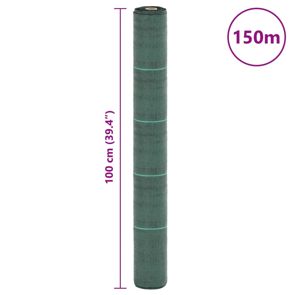 vidaXL Membrane anti-mauvaises herbes vert 1x150 m PP