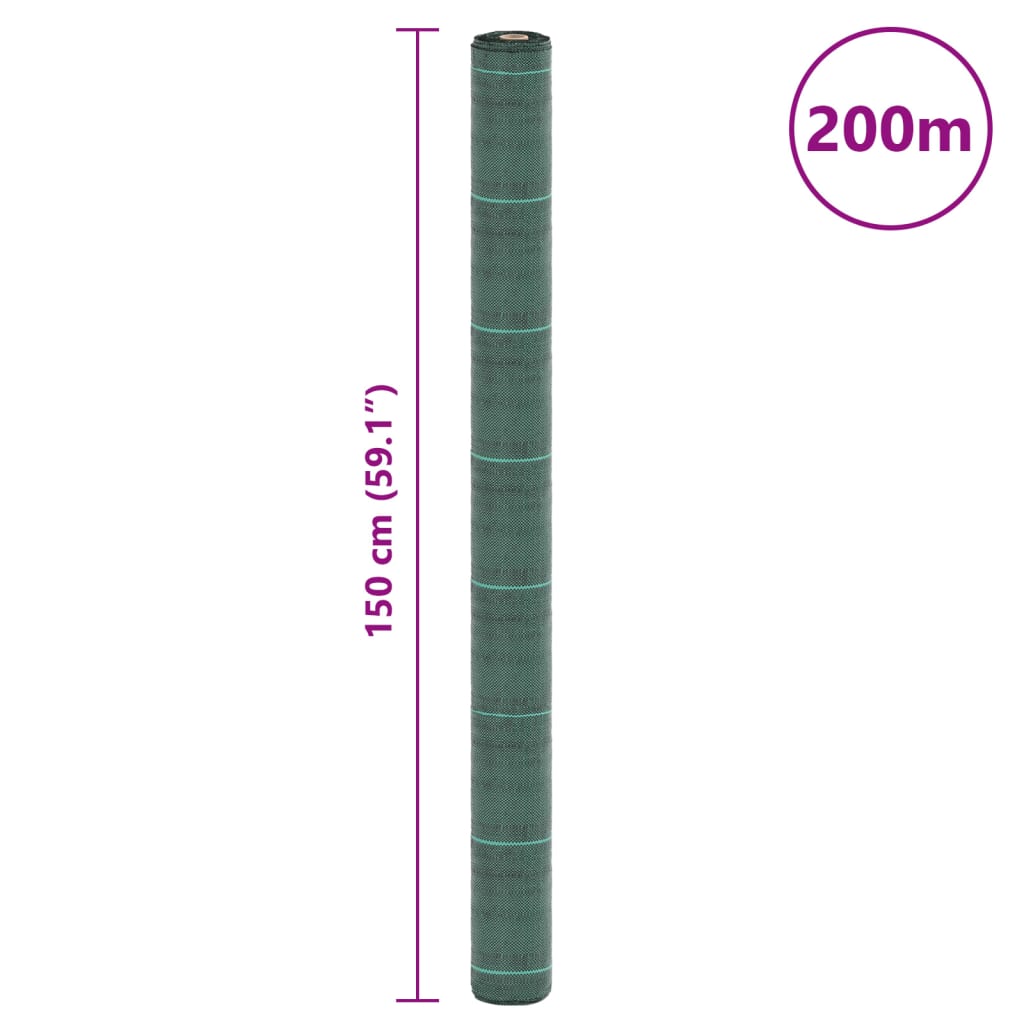 vidaXL Membrane anti-mauvaises herbes vert 1,5x200 m PP