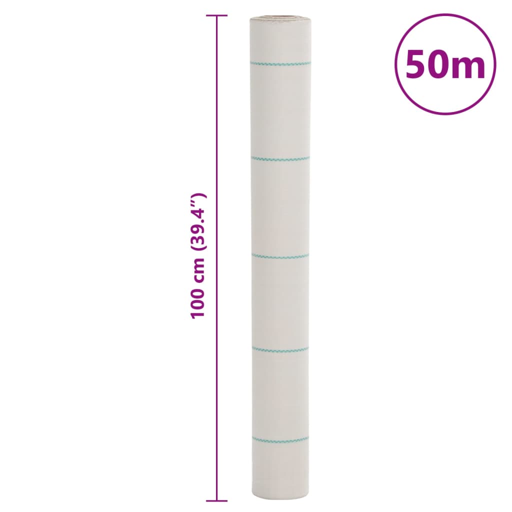 vidaXL Membrane anti-mauvaises herbes blanc 1x50 m PP