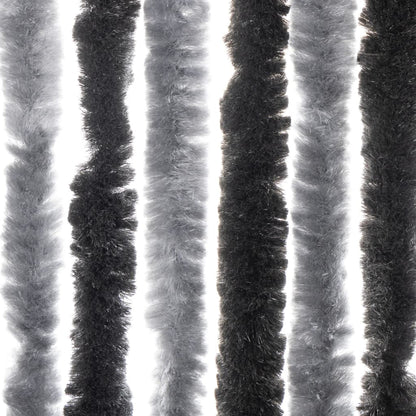 vidaXL Rideau anti-mouches gris et noir 118x220 cm chenille