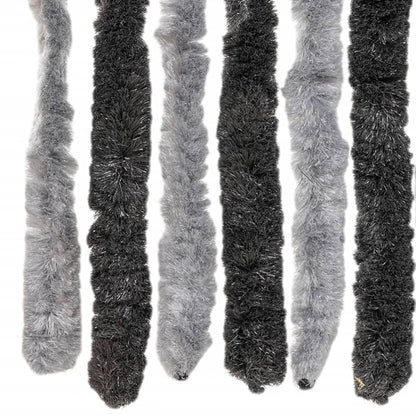 vidaXL Rideau anti-mouches gris et noir 118x220 cm chenille