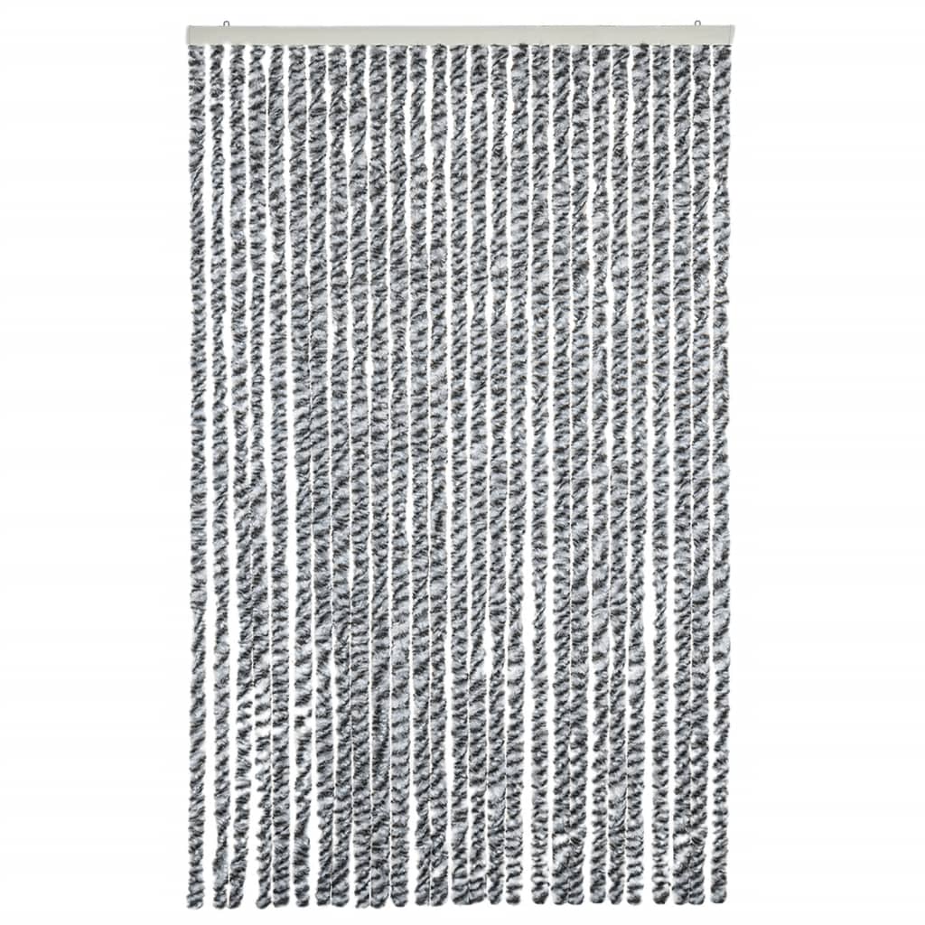 vidaXL Rideau anti-mouches gris et noir et blanc 118x220 cm chenille