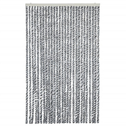 vidaXL Rideau anti-mouches gris et noir et blanc 118x220 cm chenille