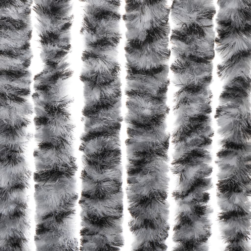 vidaXL Rideau anti-mouches gris et noir et blanc 118x220 cm chenille