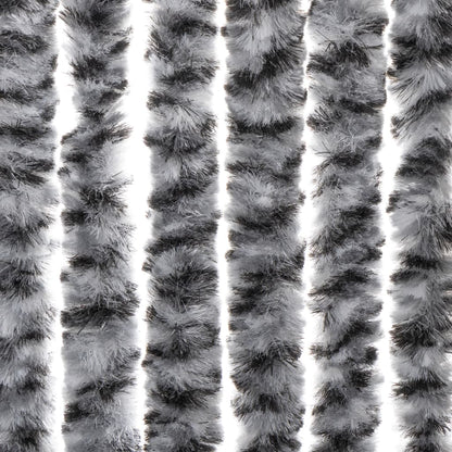 vidaXL Rideau anti-mouches gris et noir et blanc 118x220 cm chenille