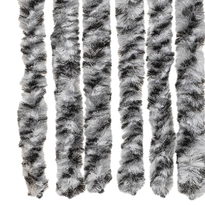 vidaXL Rideau anti-mouches gris et noir et blanc 118x220 cm chenille