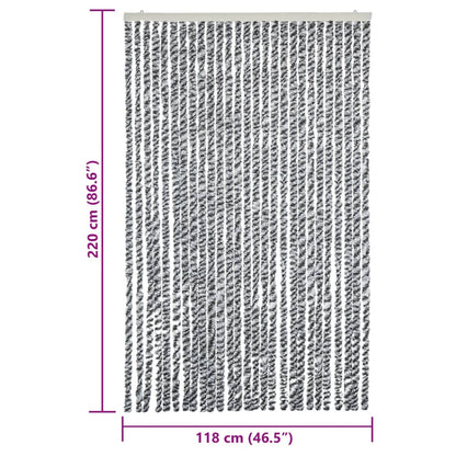vidaXL Rideau anti-mouches gris et noir et blanc 118x220 cm chenille