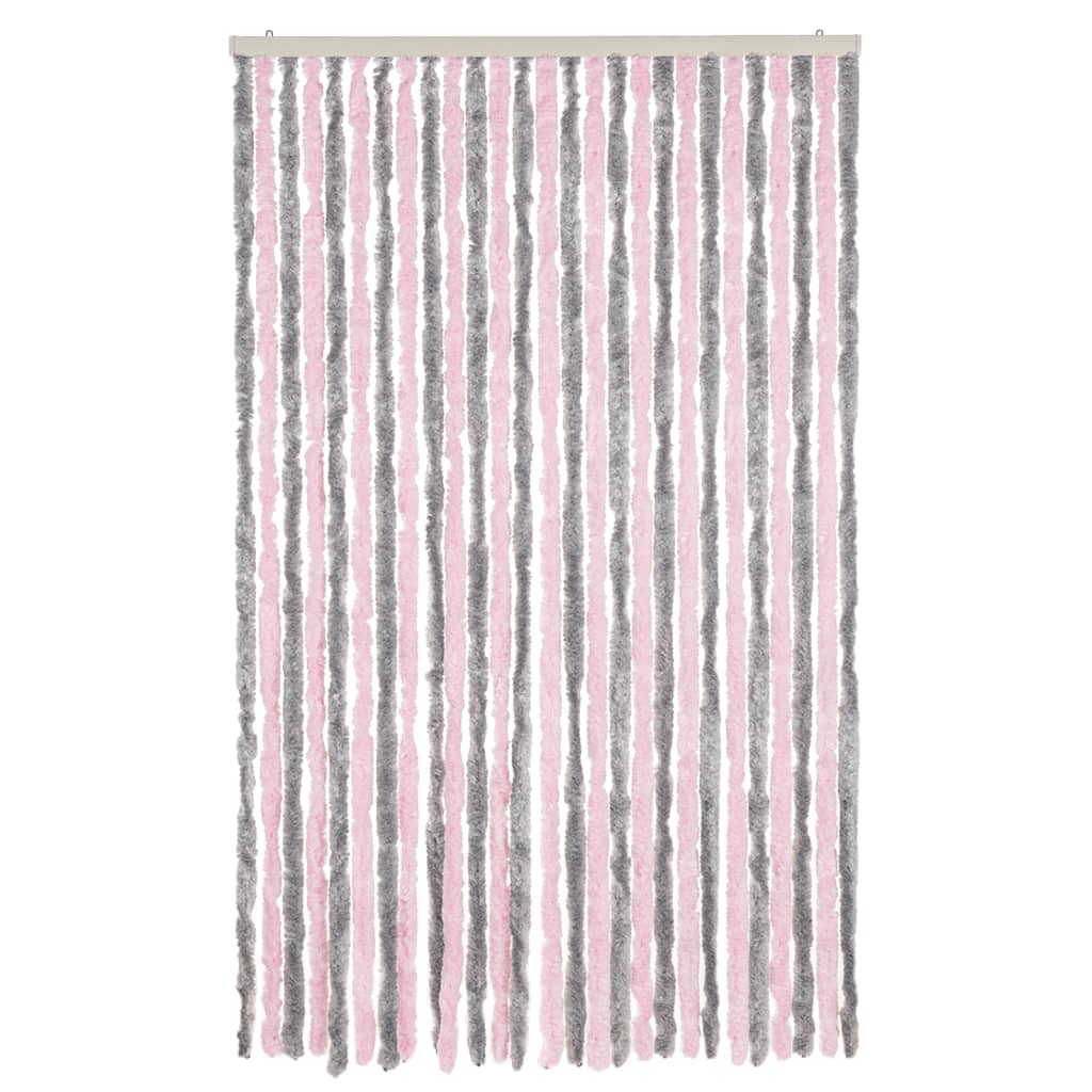 vidaXL Rideau anti-mouches gris argenté et rose 118x220 cm chenille