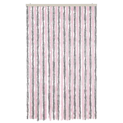 vidaXL Rideau anti-mouches gris argenté et rose 118x220 cm chenille